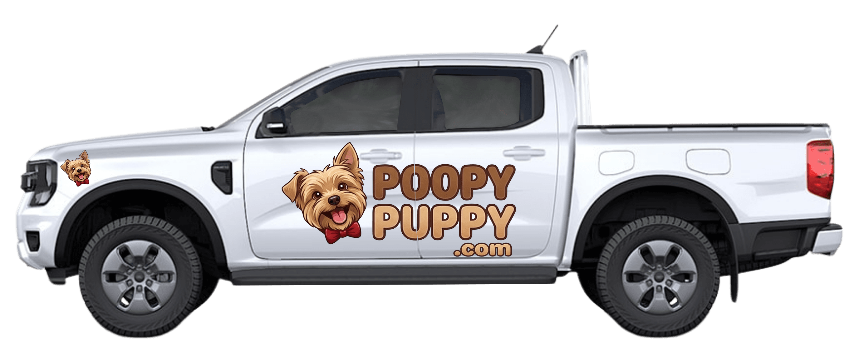 PoopyPuppy team standing next to a branded service truck