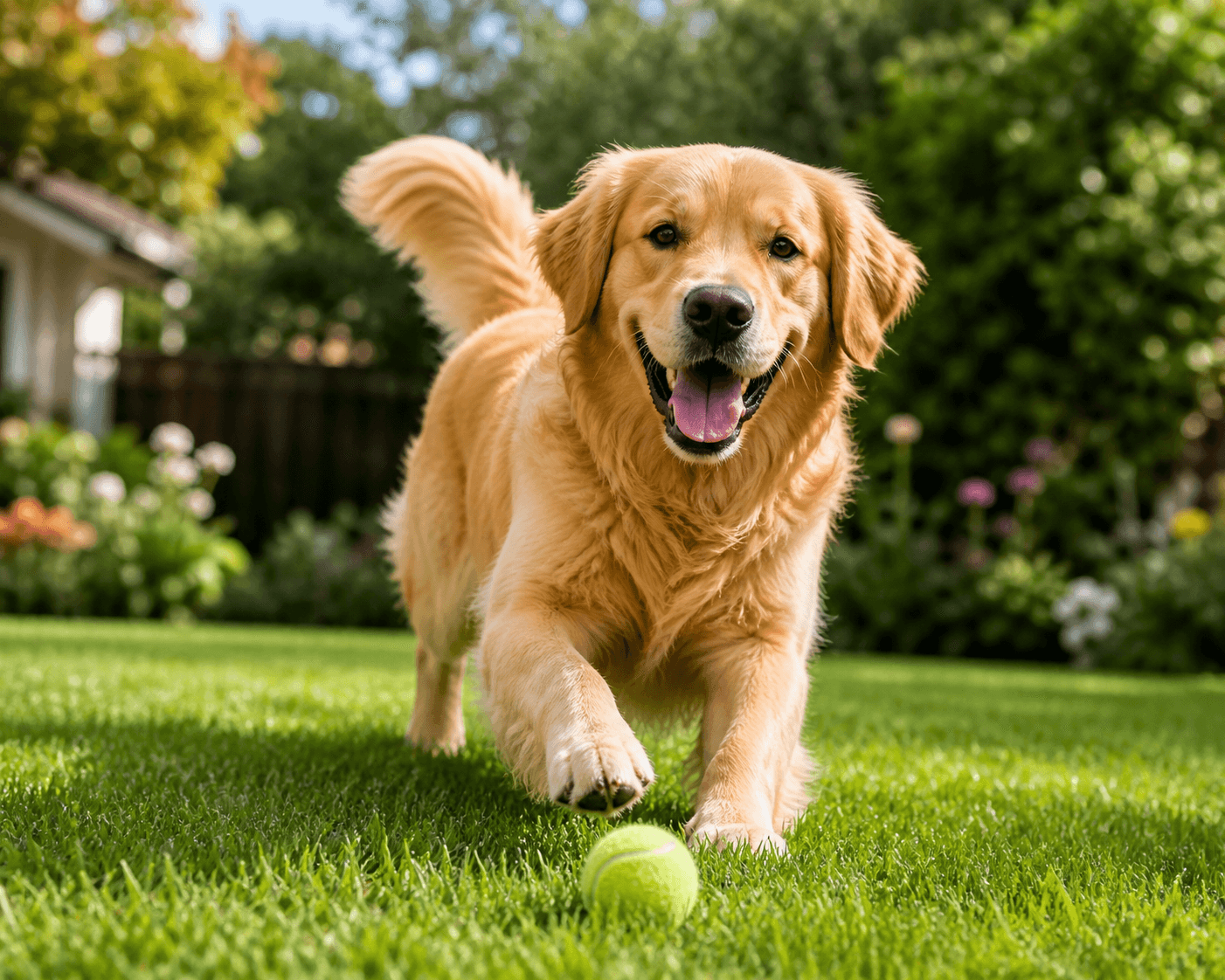 Happy dog enjoying a clean yard